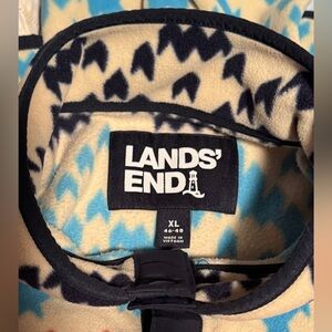 Lands' End Blue and Cream Fleece Quarter Snap